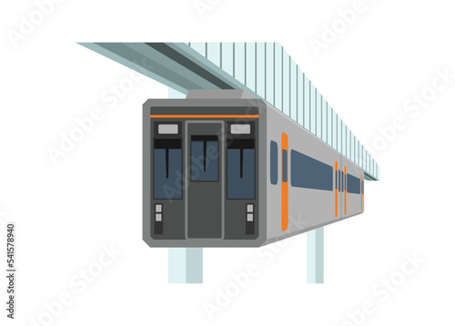 Suspension monorail train. Simple flat illustration in perspective view. photo