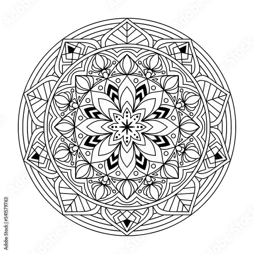 Mandala Shape for Coloring Book. For Beginner, seniors and children. Hand Draw. Vector Mandala. Floral. Flower. Oriental. Book Page. Decoration in ethnic oriental. Outline.