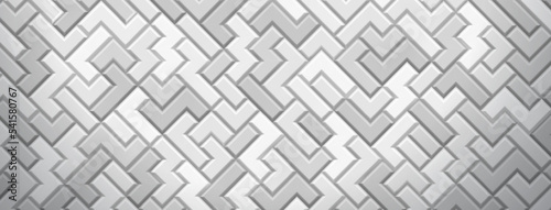 Abstract background made of tetris blocks in white and gray colors