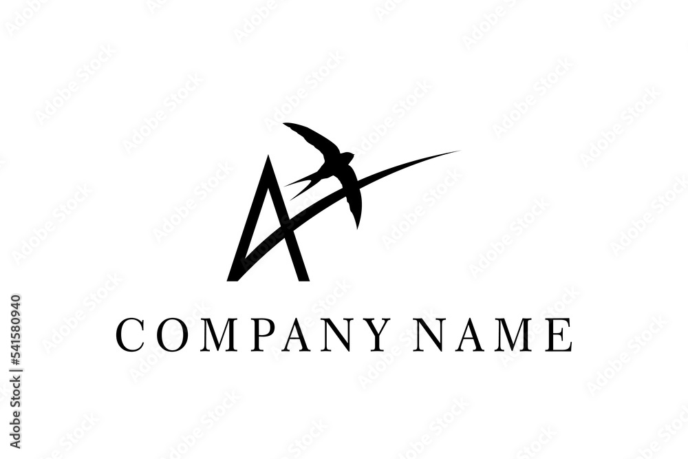 Initial Letter A Aviation Aircraft Airplane Albatross Flying Bird Vector logo design Initial Letter A Aviation Aircraft Airplane Albatross Flying Bird Vector logo design