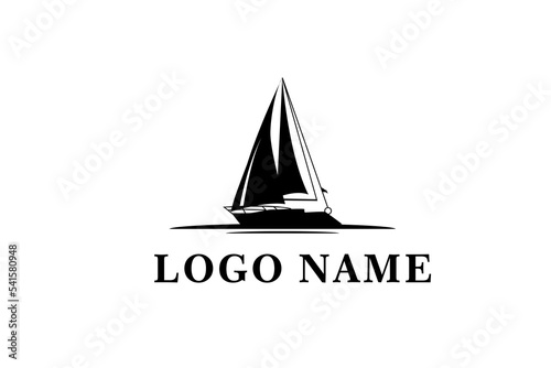 Vintage Viking Ship Boat Silhouette withLogo design