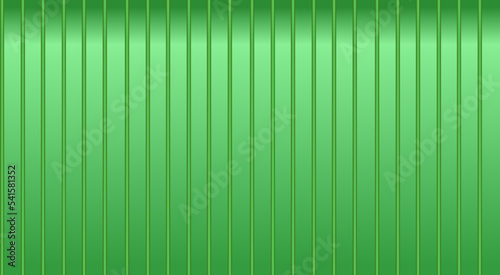 Vector green metal texture. Vertical lines metal roof. Plastic siding wall, seamless pattern. Iron fence. Iron roof sheet. Linear zinc warehouse texture. Grooved metal sheet. Plastic plate row