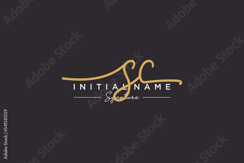 Initial SC signature logo template vector. Hand drawn Calligraphy lettering Vector illustration.