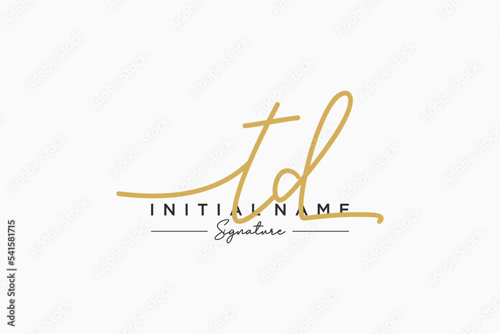 Initial TD signature logo template vector. Hand drawn Calligraphy lettering Vector illustration. Initial TD signature logo template vector. Hand drawn Calligraphy lettering Vector illustration.