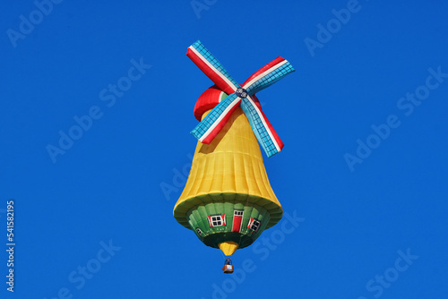 hot air balloon in the shape of a windmill