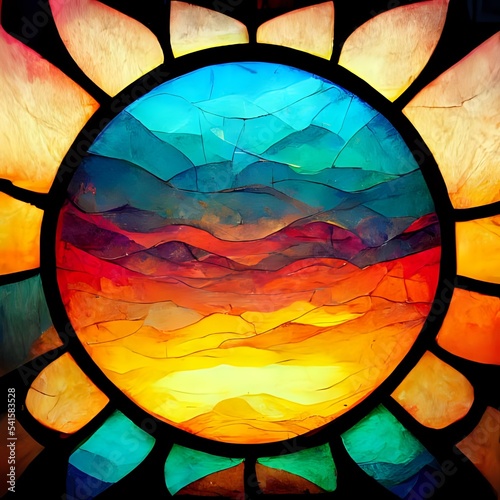 Sun in different colors and shades