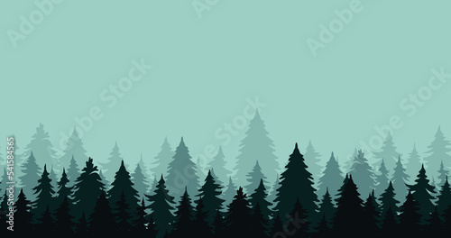 pine trees background under screen view