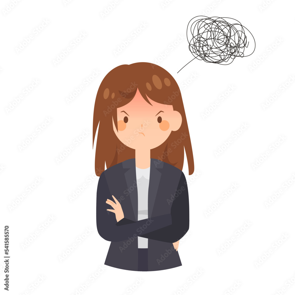 Emotional angry young woman. Concept expression of anger. Vector young business woman character in flat style. Emotional angry young woman. Concept expression of anger. Vector young business woman character in flat style.