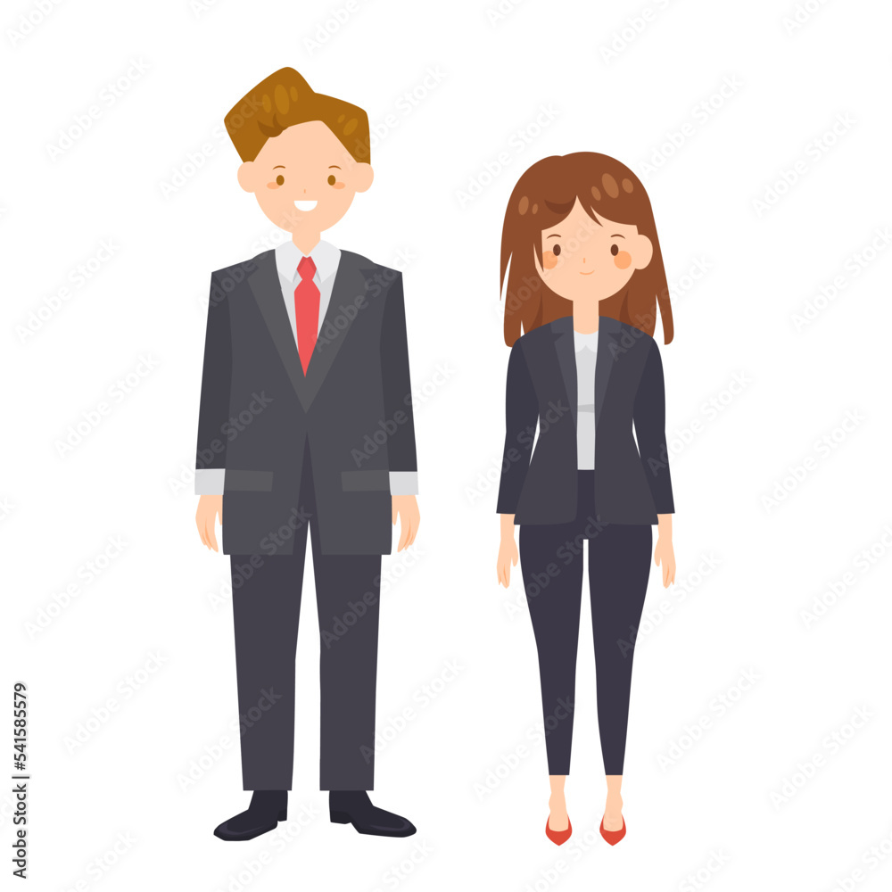 Vector young business woman and man character in flat style. Vector young business woman and man character in flat style.