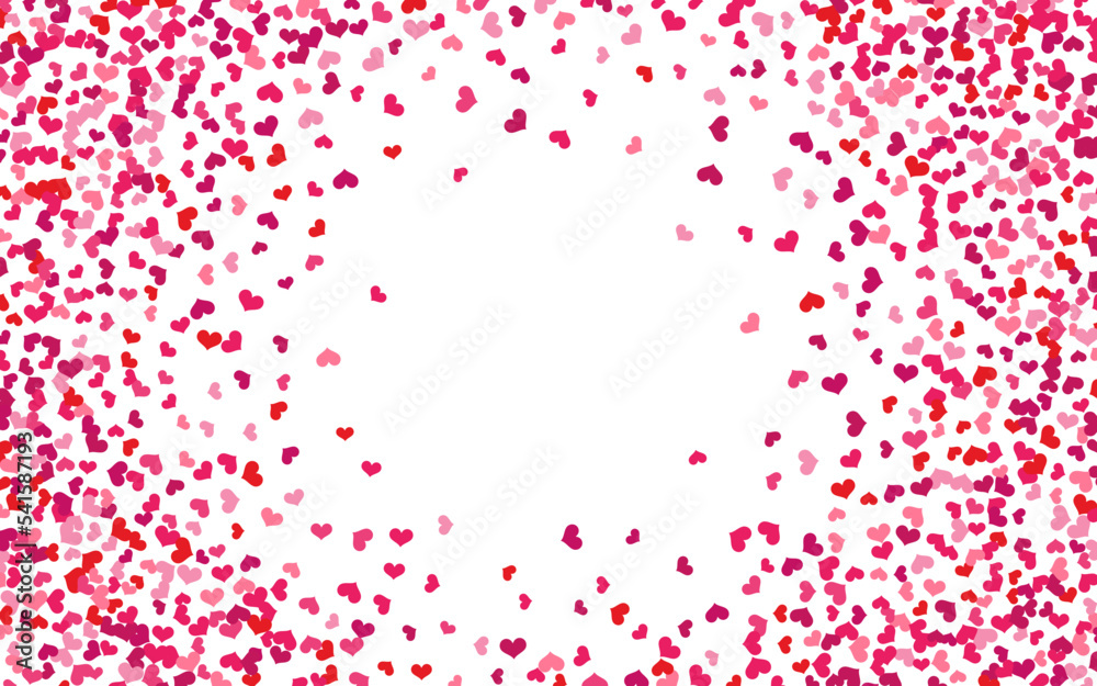 Heart confetti red circle beautiful romance copy space backdrop. Gift decoration symbol. Romantic birthday wallpaper. Holiday wedding background. Party pink modern february pattern. Falling postcard