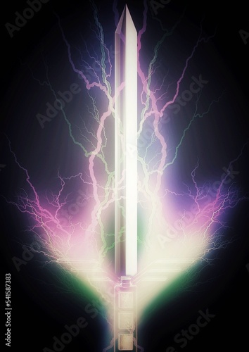 3d rendering light and flame sword