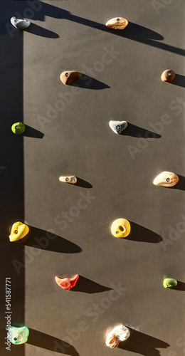 Climbing wall in outdoor kids playground gym