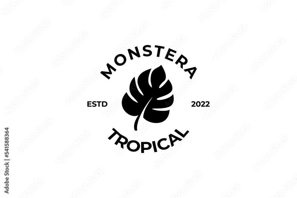 Monstera leaf logo design vector illustration