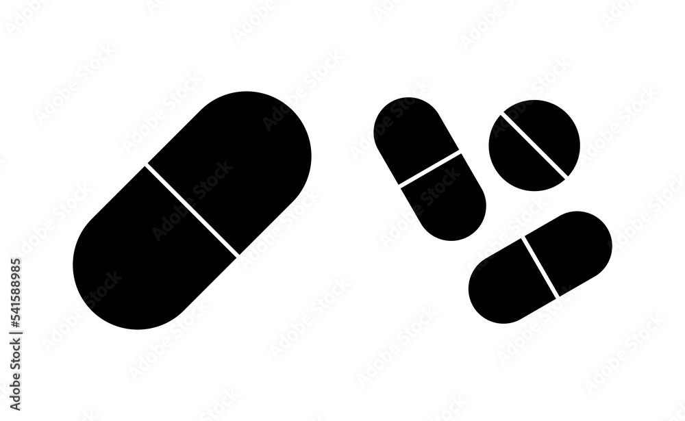 Pills icon vector for web and mobile app. capsule icon. Drug sign and symbol Pills icon vector for web and mobile app. capsule icon. Drug sign and symbol