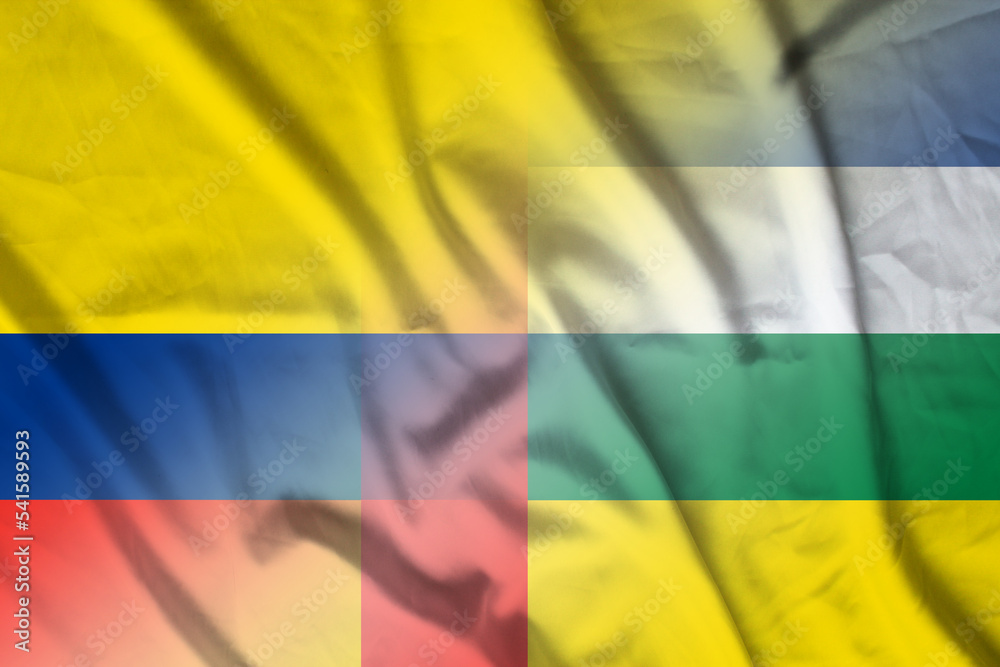 Obraz premium Colombia and Central African Republic national flag international relations TCD COL