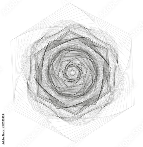 Ilustración/Diseño geométrico 3D hecho con lineas (forma mandala, estrella, molino o flor) nº27