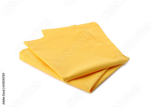 New clean yellow cloth napkins isolated on white