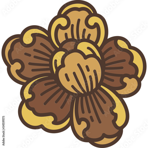 thai art golden pattern flower vintage art filled outline icon