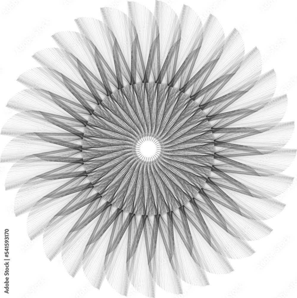 Ilustración/Diseño geométrico 3D hecho con lineas (forma mandala, molino o flor) nº3