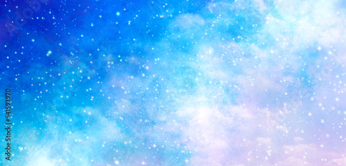 色鮮やかな空 星空と雲 キラキラ イラスト 背景 宇宙