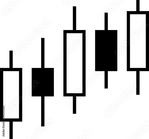 ローソク足チャートのシンプルな白黒アイコン