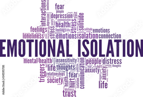 Emotional Isolation word cloud conceptual design isolated on white background.