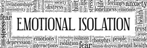 Emotional Isolation word cloud conceptual design isolated on white background.