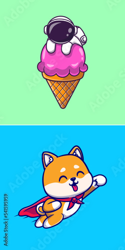 Cute Shiba Inu Dog Super Flying Cartoon Vector Icon 
Illustration. Animal Nature Icon Concept Isolated Premium 
Vector. Flat Cartoon Style
