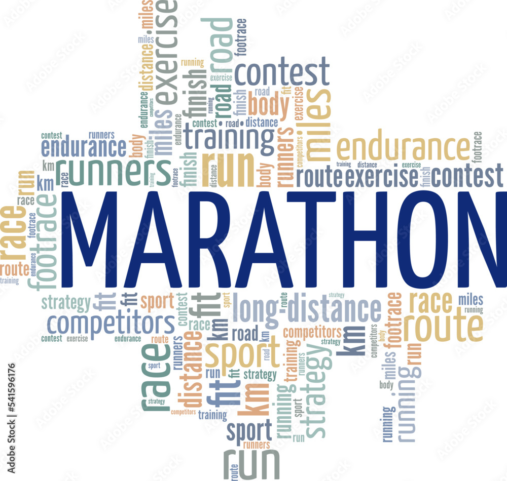 Marathon word cloud conceptual design isolated on white background.