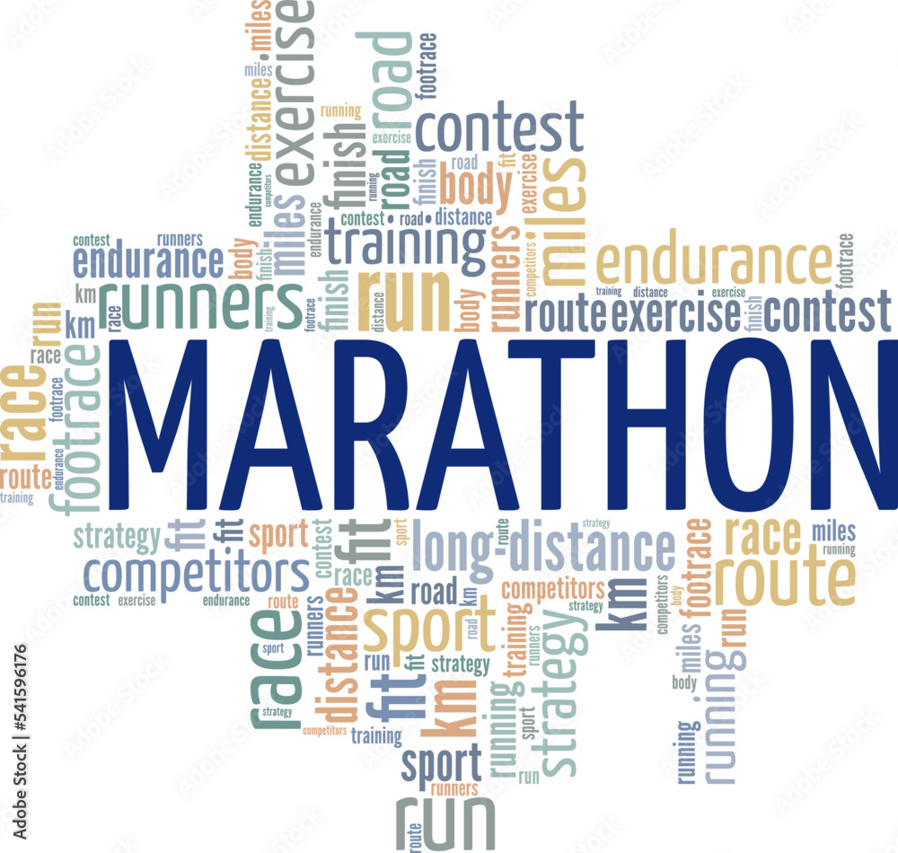 Marathon word cloud conceptual design isolated on white background. Marathon word cloud conceptual design isolated on white background.