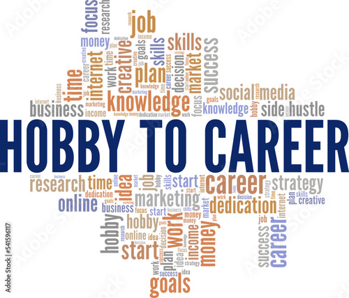 Hobby to Career word cloud conceptual design isolated on white background.