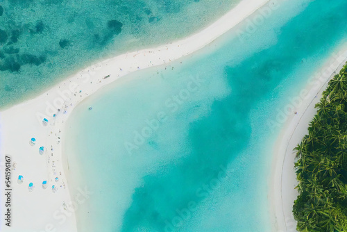 A beautiful beach illustration from aerial view