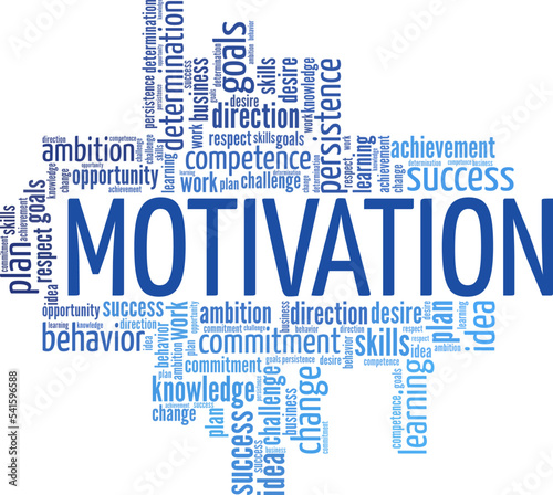 Motivation word cloud conceptual design isolated on white background.