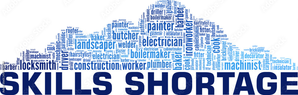 Obraz premium Skills Shortage word cloud conceptual design isolated on white background.