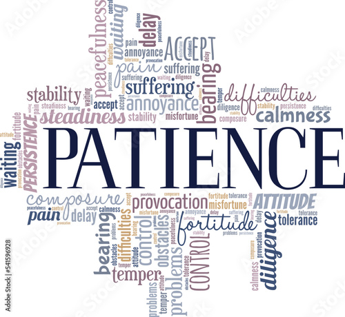Patience word cloud conceptual design isolated on white background.