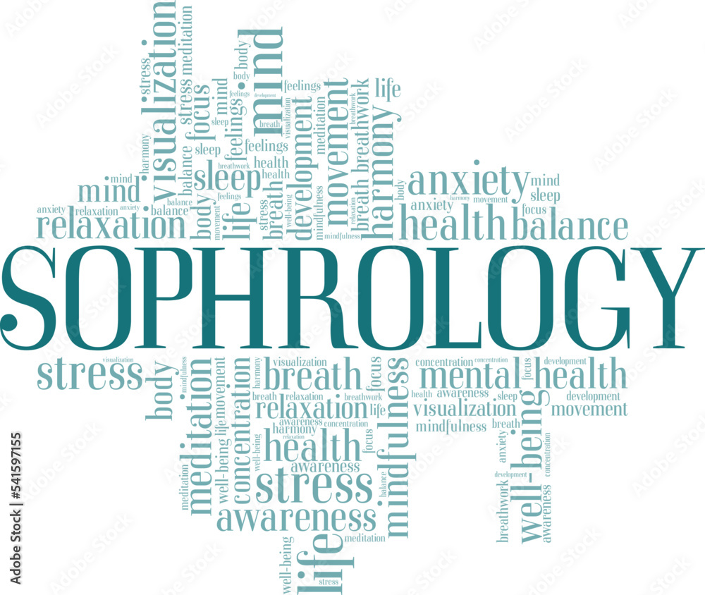 Sophrology word cloud conceptual design isolated on white background.