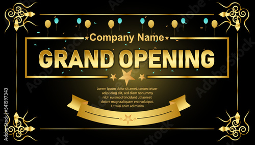 Grand Opening Vector Banner  Illustration for Shopping Mall, Website Home Page With Multicolored Element. Event Invitation Banner Poster Template Design. Sale Banner Design. Opening Celebration Vector