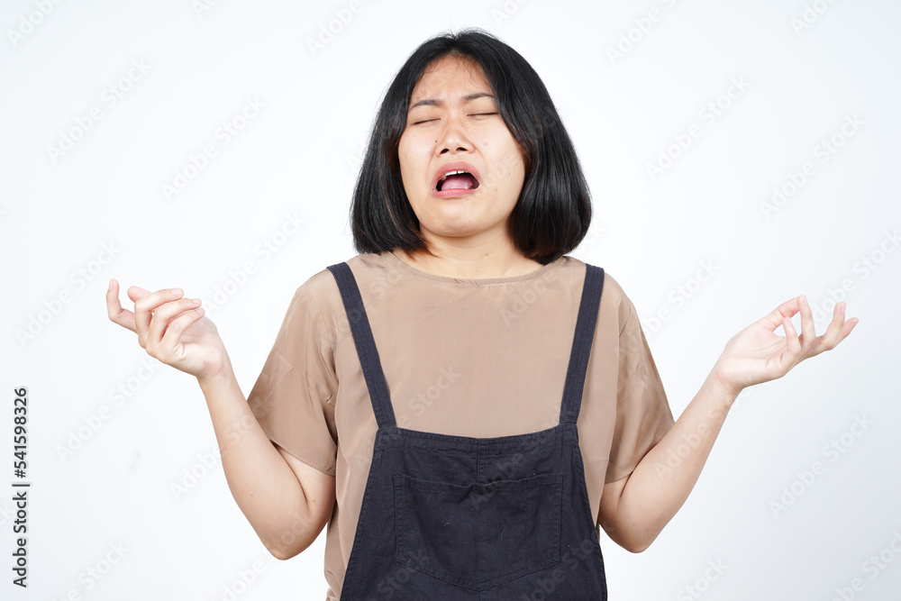 Cry and Sad face expression of Beautiful Asian Woman Isolated On White Background Cry and Sad face expression of Beautiful Asian Woman Isolated On White Background