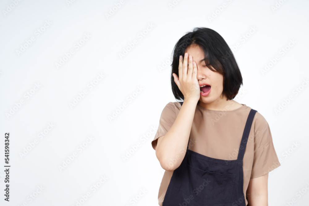 Suffering Headache Gesture of Beautiful Asian Woman Isolated On White Background Suffering Headache Gesture of Beautiful Asian Woman Isolated On White Background