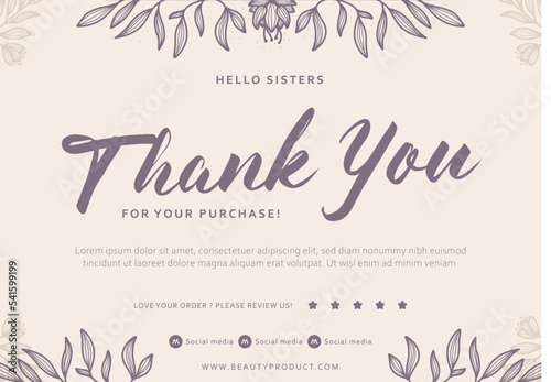 Beauty floral flower rustic style thanks thank you card for beauty or woman fashion business