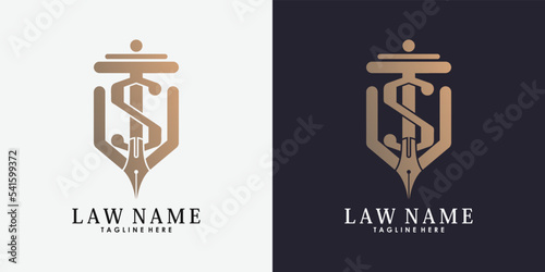 lawyer logo design with letter s creative concept premium vector