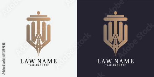 lawyer logo design with letter w creative concept premium vector