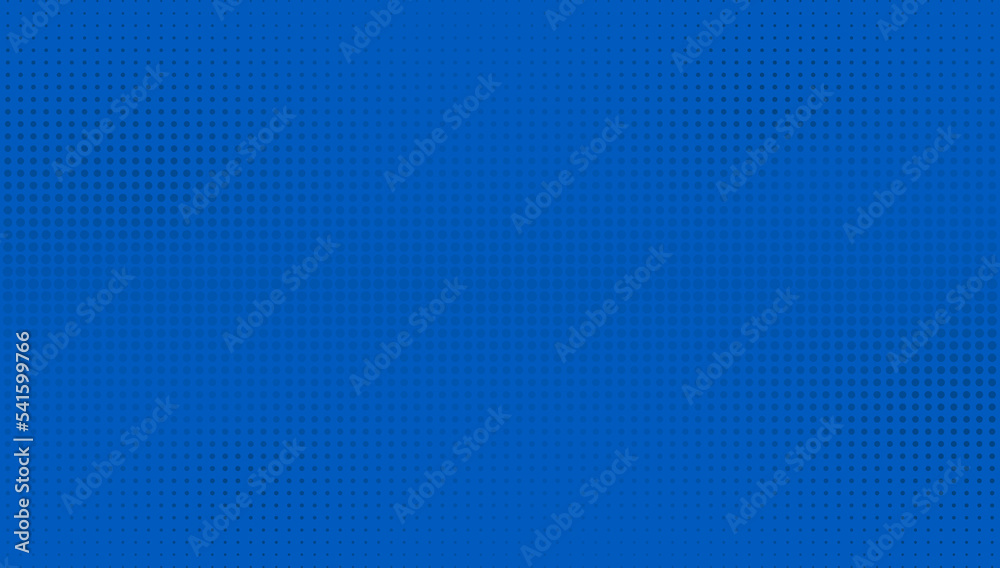Blue pop art background with dark halftone dots. Blue pop art background with dark halftone dots.