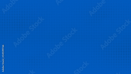 Blue pop art background with dark halftone dots.