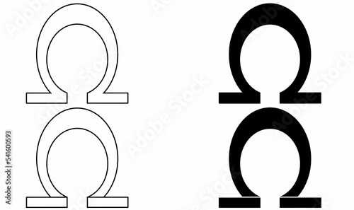 outline silhouette omega icon set isolated on white background