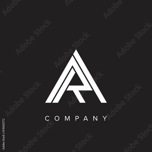 Minimal creative initial based AR logo and RA logo. Letter AR RA creative elegant monogram white color on black background.