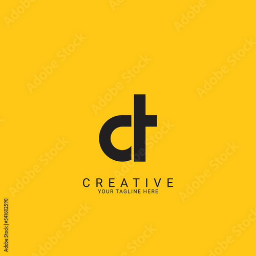 Minimal Creative Initial Based CT, TC logo. Letter CT, TC creative elegant Monogram with black color.