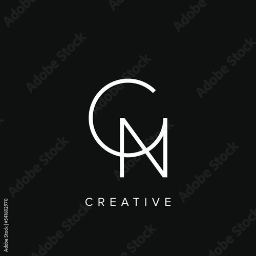 Creative Monogram Letters NC CN Vector Icon Logo on black background.