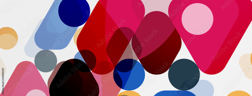 Color bubbles and rounded geometric shapes on white. Vector geometric minimal abstract background for wallpaper, banner, background, landing page Color bubbles and rounded geometric shapes on white. Vector geometric minimal abstract background for wallpaper, banner, background, landing page