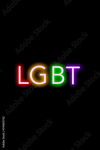High-quality illustration. Neon lgtb sign with rainbow colors on an isolated black background for design uses or graphic resources.